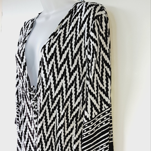 Blue Island Beach Swim Cover Up Size Medium Drawstring Waist V Neck Pullover - Picture 3 of 15